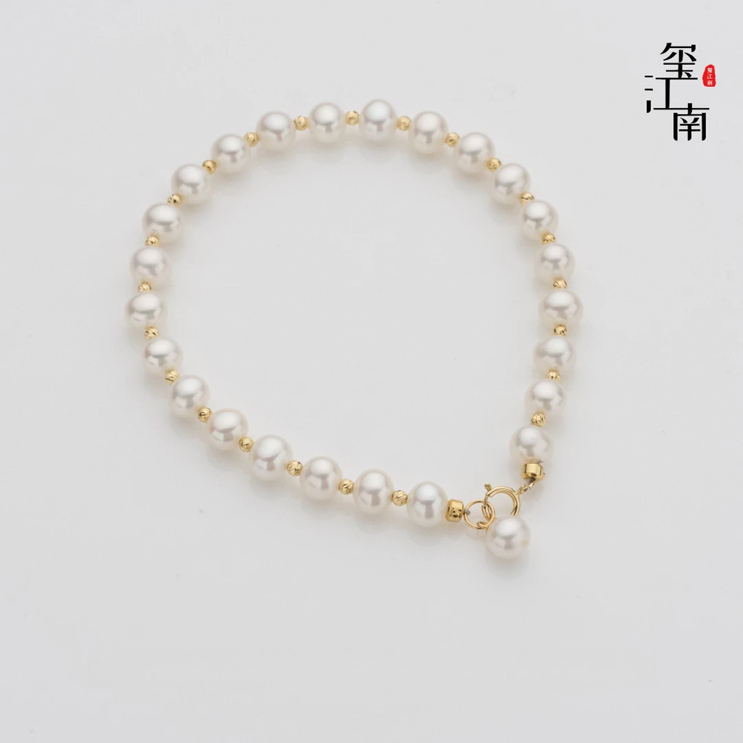 18K金繁星点点手链｜淡水珍珠手链气质轻奢小叮当5.5-6.5mm FS096