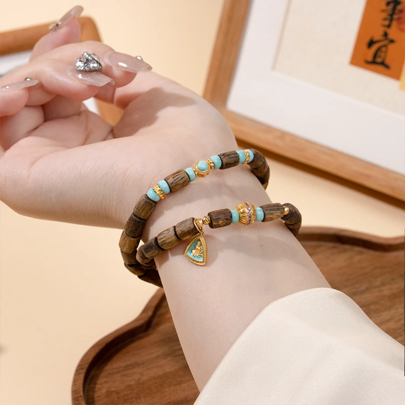 沉香【捻梦笙】海南莺歌绿奇楠·随形双圈沉香手串（多样性发一）