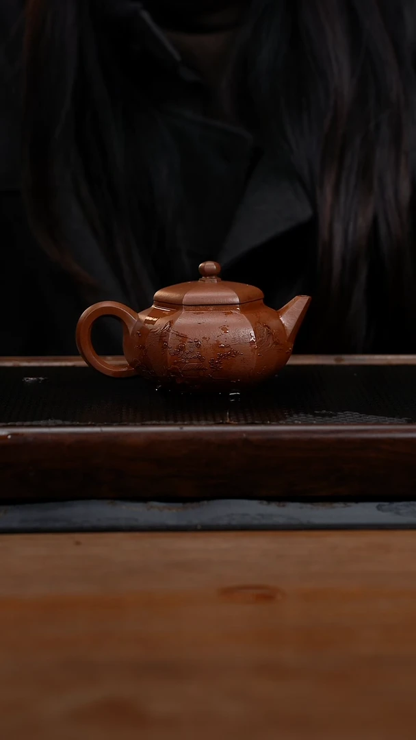 茶壶紫砂190cc黄龙山原矿紫泥六方4