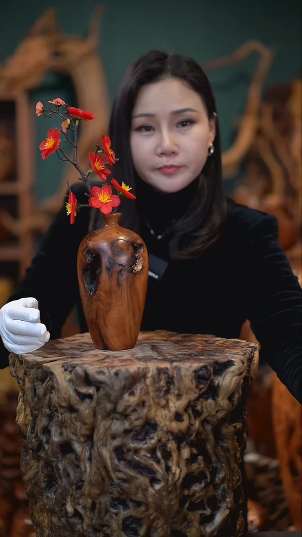 【闪购商品】枣木雷击枣木梅瓶