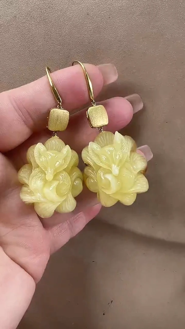 琥珀颈饰未镶嵌耳环