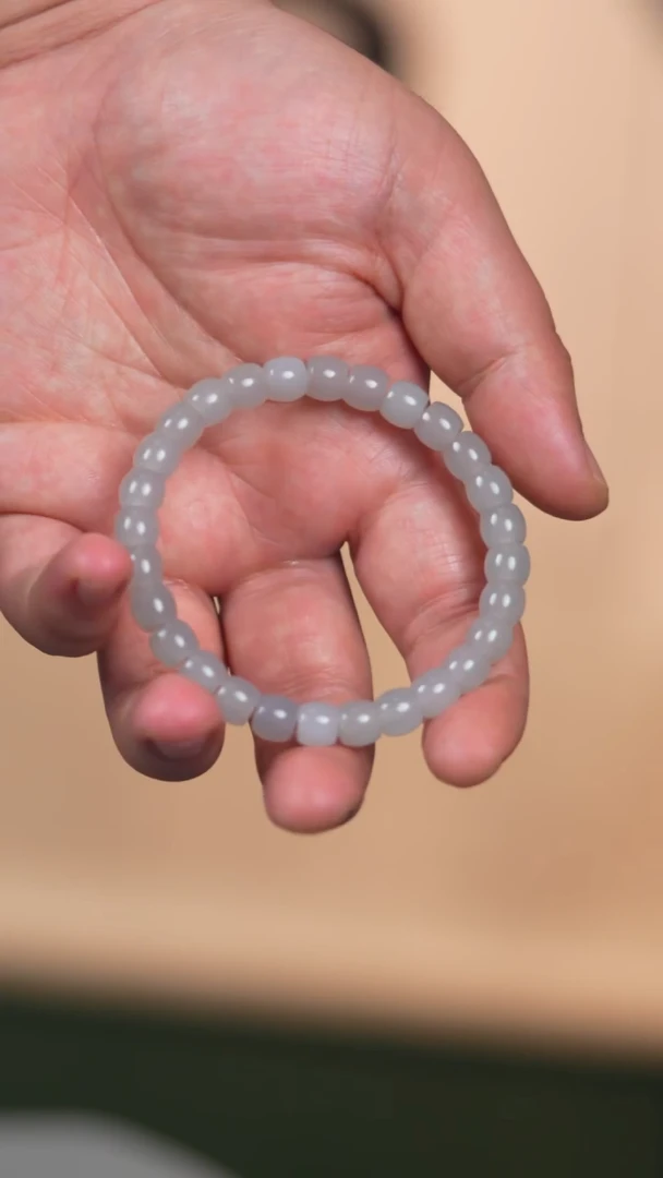 未镶嵌手链和田玉8mm冰烟紫