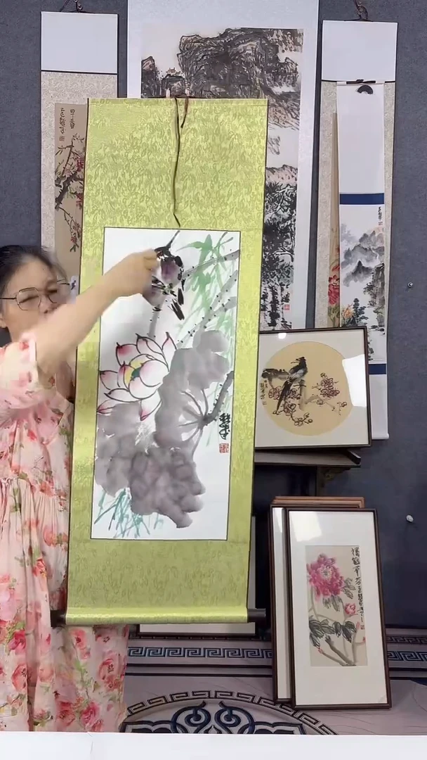 国画113*40吴铁成手绘卷轴