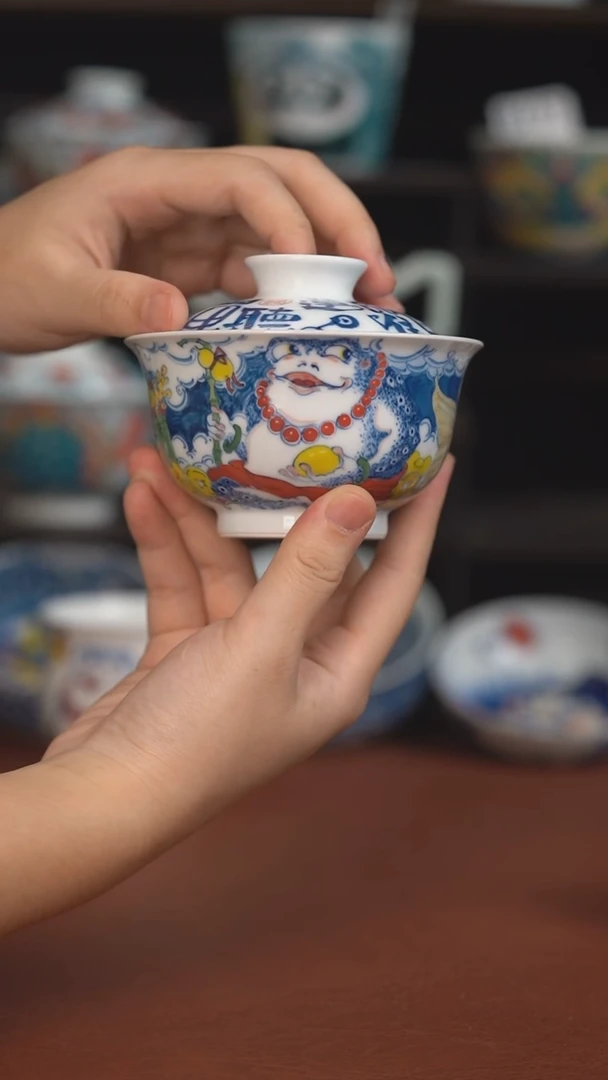 昨明大号二才盖碗  （微瑕福利 ）