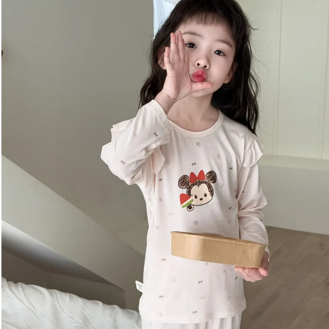 【多鱼】春夏韩版七分袖优可丝莫代尔睡衣套装薄款儿童空调服家居服
