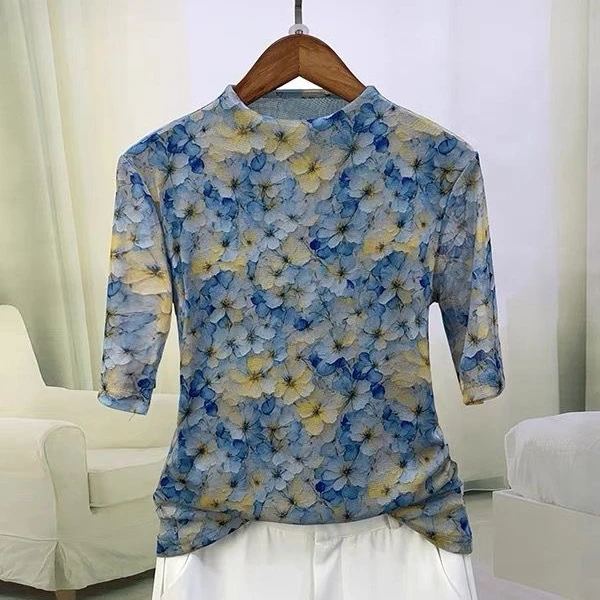 2025新款上衣女显瘦清新田园小衫打底衫内搭