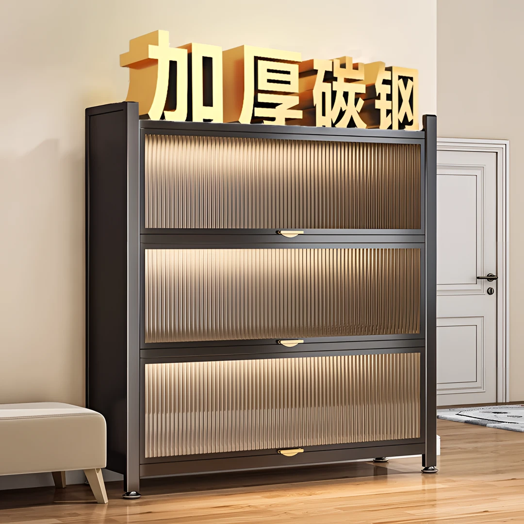 厨房置物架落地多层微波炉防尘收纳柜家用多功能带门碗柜储物柜子