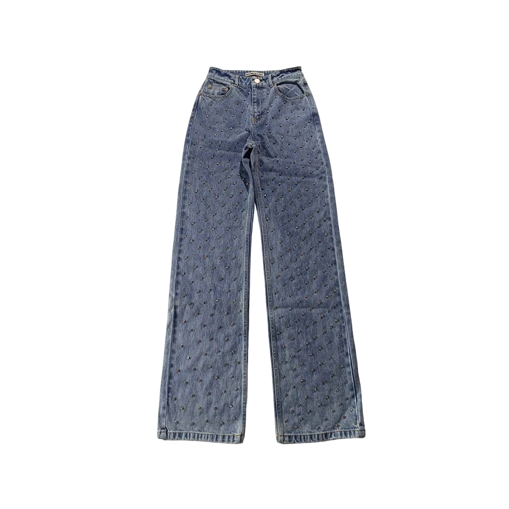 【浅蓝色满钻直筒牛仔裤】常规厚度22-2  37/1