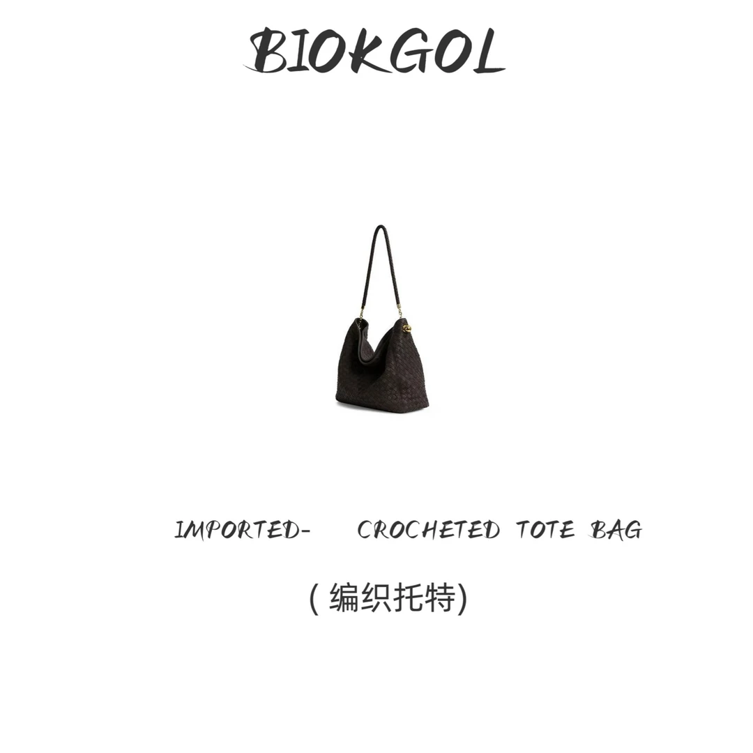 BIOKGOL/百顾原皮 全进口原厂头层羊皮 18K真金电镀 编织托特9232