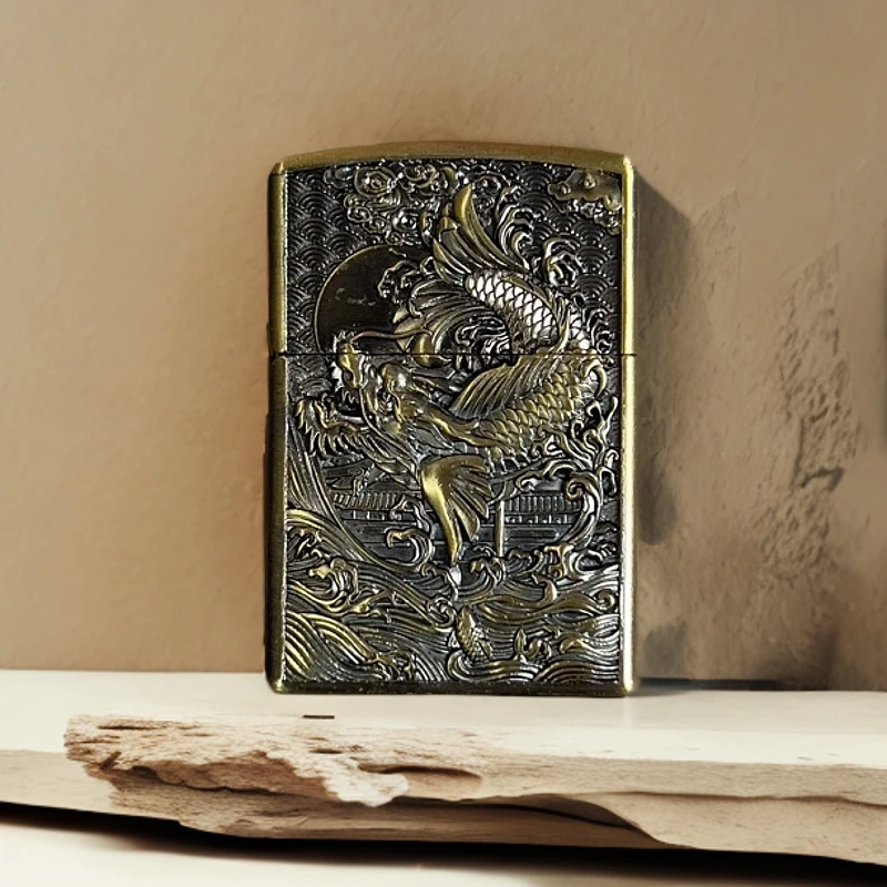 ZORRO【ZK21-1】20-ZR鱼化龙铜色打火机（需自行加油）-火花优品