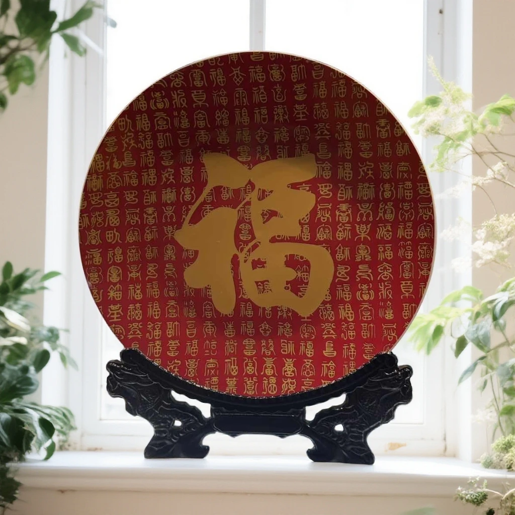陶瓷百福赏盘摆件 P009