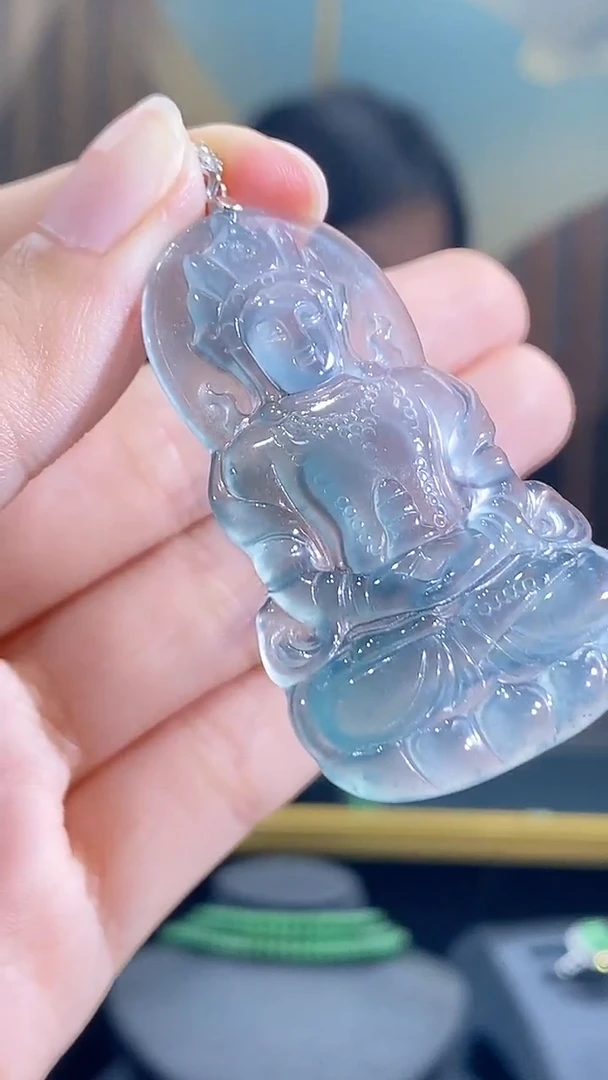 翡翠未镶嵌颈饰天然A货翡翠度母观音吊坠