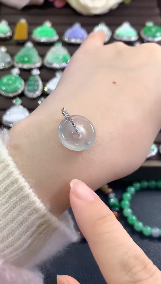 吊坠(不含链)18K金镶嵌翡翠b44