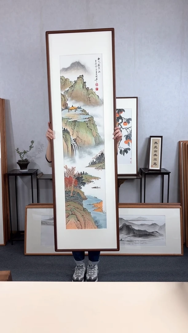 【闪购商品】国画手绘*山水*52*172cm实木框