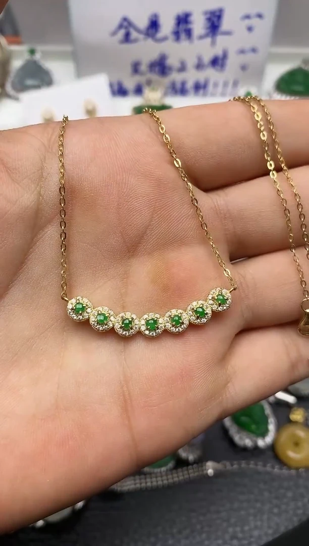 颈饰银S925镶嵌翡翠6233