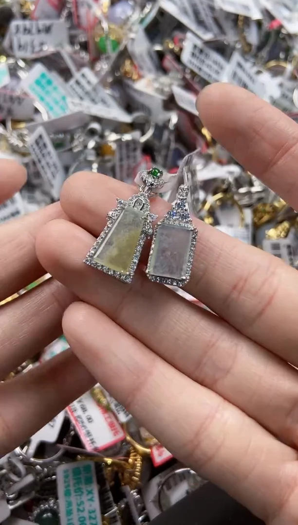 翡翠戒指银S925镶嵌5555----7