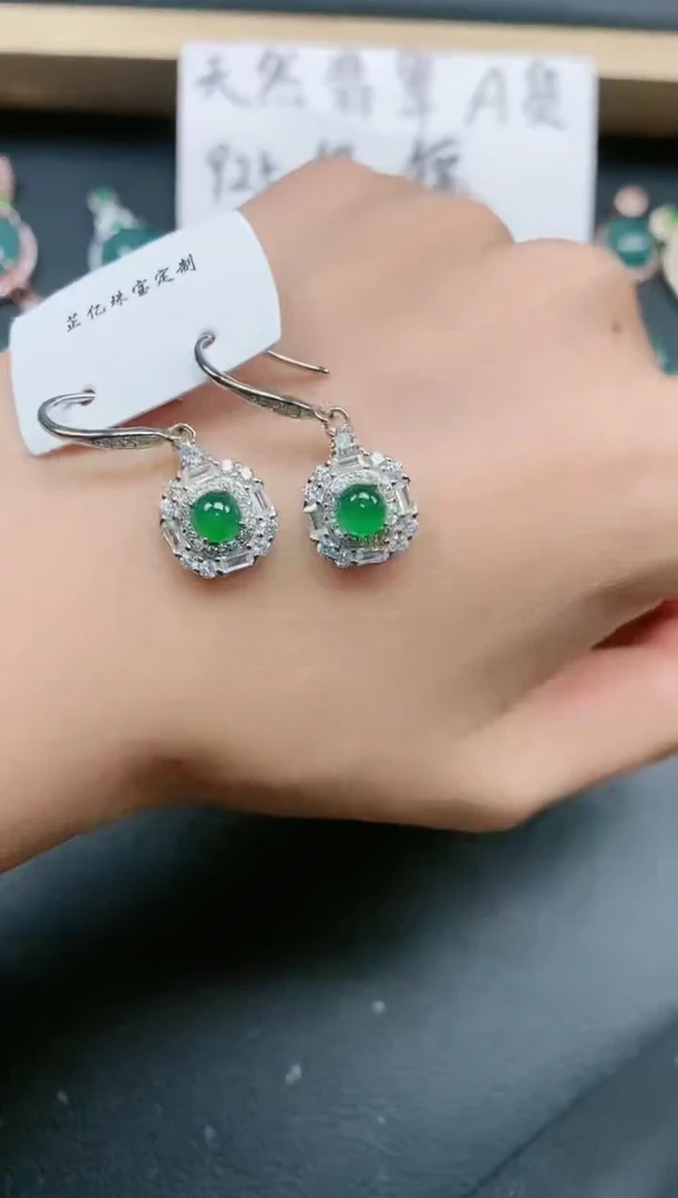 翡翠戒指银S925镶嵌1111