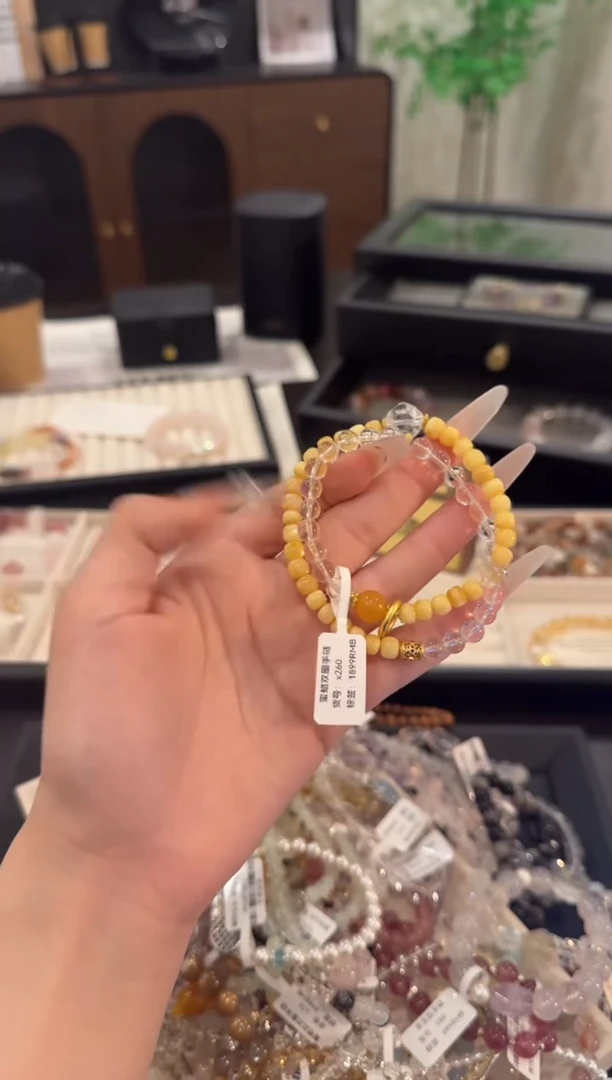 水晶手链合金蜜蜡双圈x260