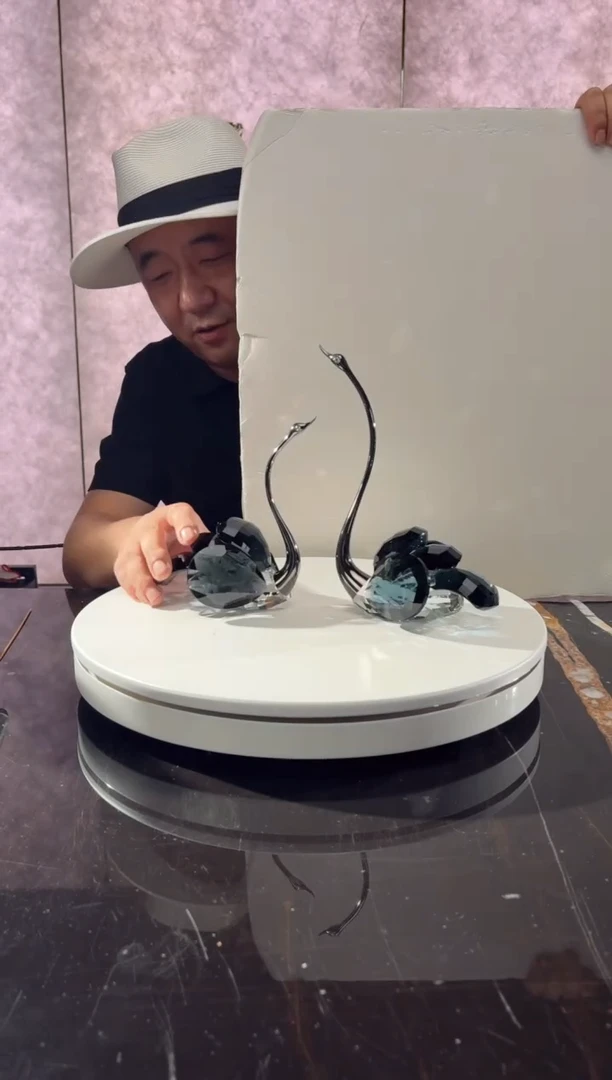 摆件CS0103050墨兰水晶天鹅一对