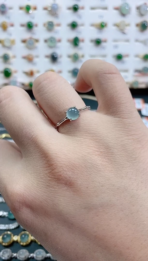 银S925镶嵌戒指翡翠天然翡翠