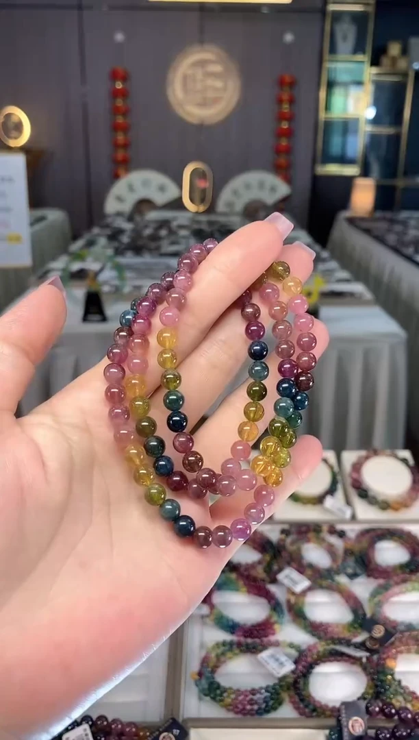 未镶嵌老矿碧玺三圈手串6mm+碧玺hon多样性发一条