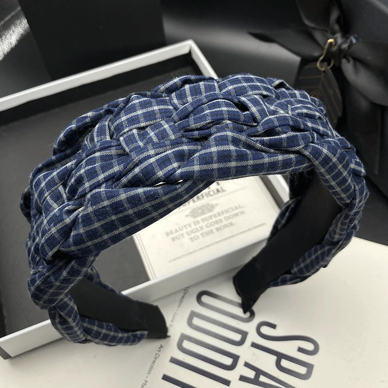 新款简约风复古风轻职风编织发箍复古时尚气质饰品高档压发格子