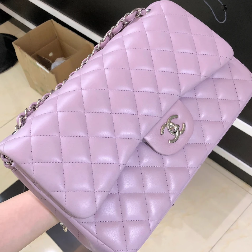 99新 Chanel/香奈儿 【贵妃专属】jumbo经典紫色菱格纹cf口盖包