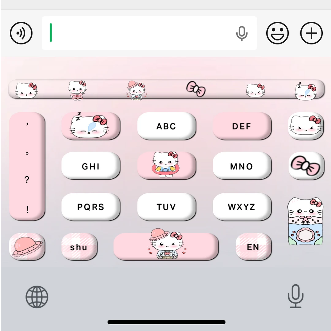 【立体kitty】苹果安卓百度输入法皮肤打字键盘动效白肚皮智能双色