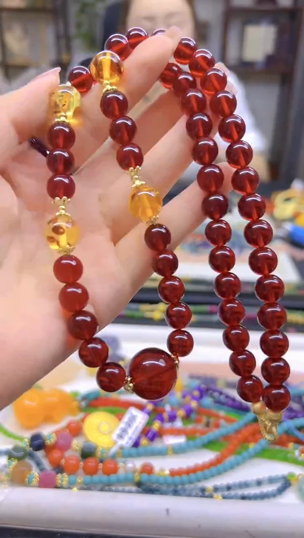 未镶嵌毛衣链血珀DIY款M633