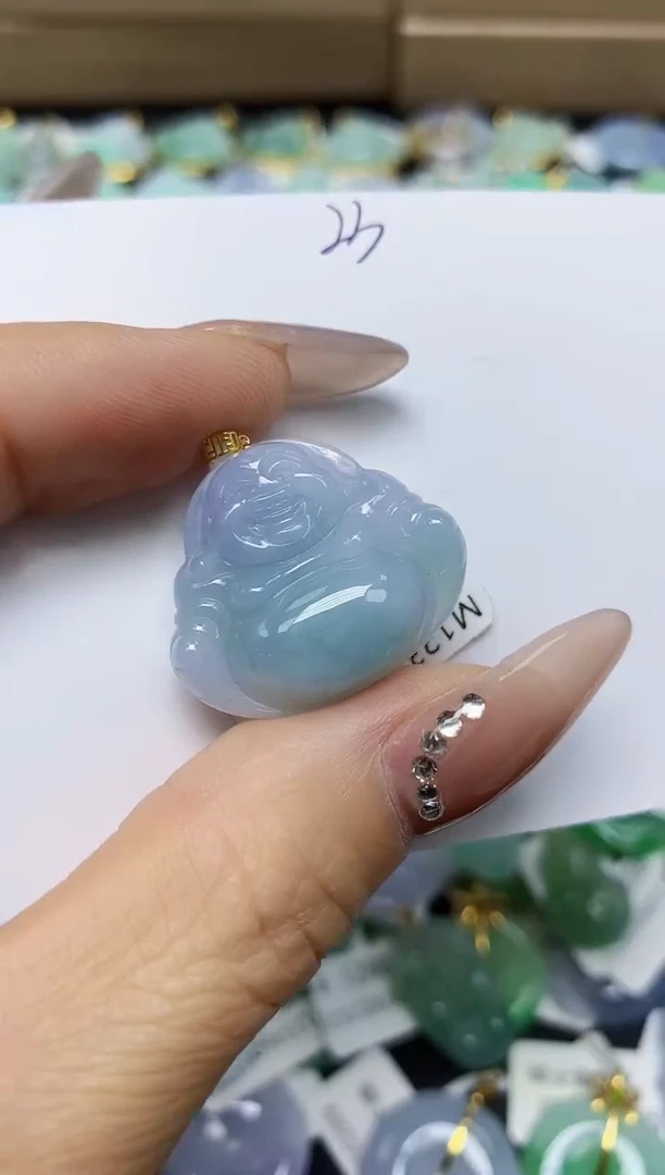 翡翠18K金镶嵌颈饰天然翡翠A货