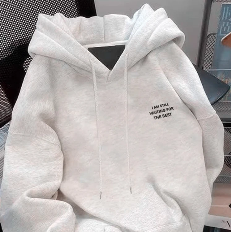 简约潮流痞帅港风美式复古重磅连帽印花卫衣男装秋冬宽松加绒上衣