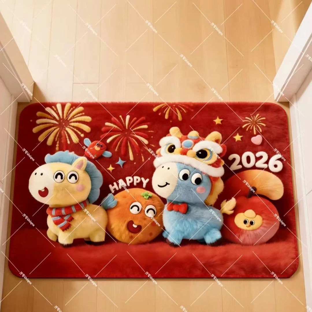 【60*90cm】2026小马毛绒视觉感地垫速干吸水浴室卫生间玄关防滑垫