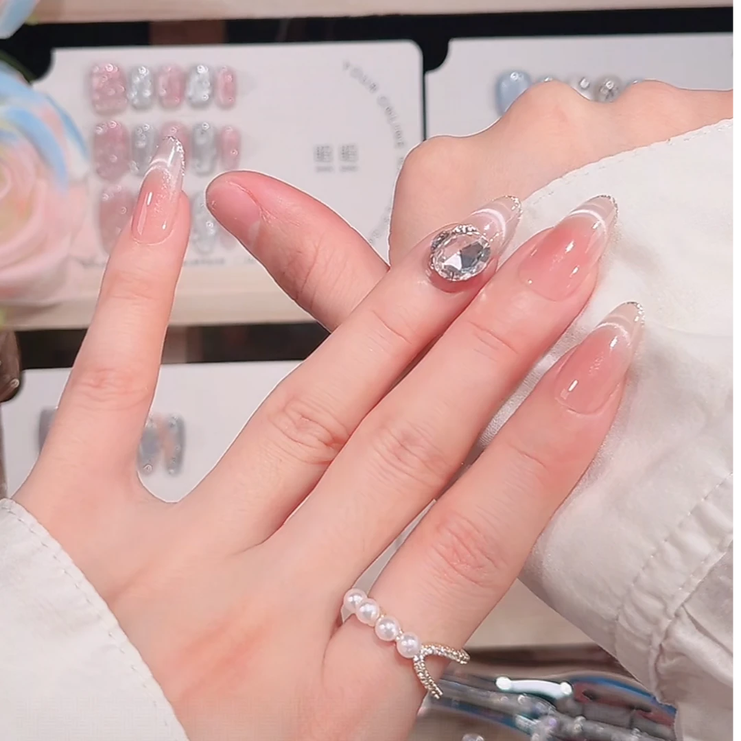 【素颜水晶】2025新款K9钻追光猫眼高品质显白手工穿戴甲冰透美甲