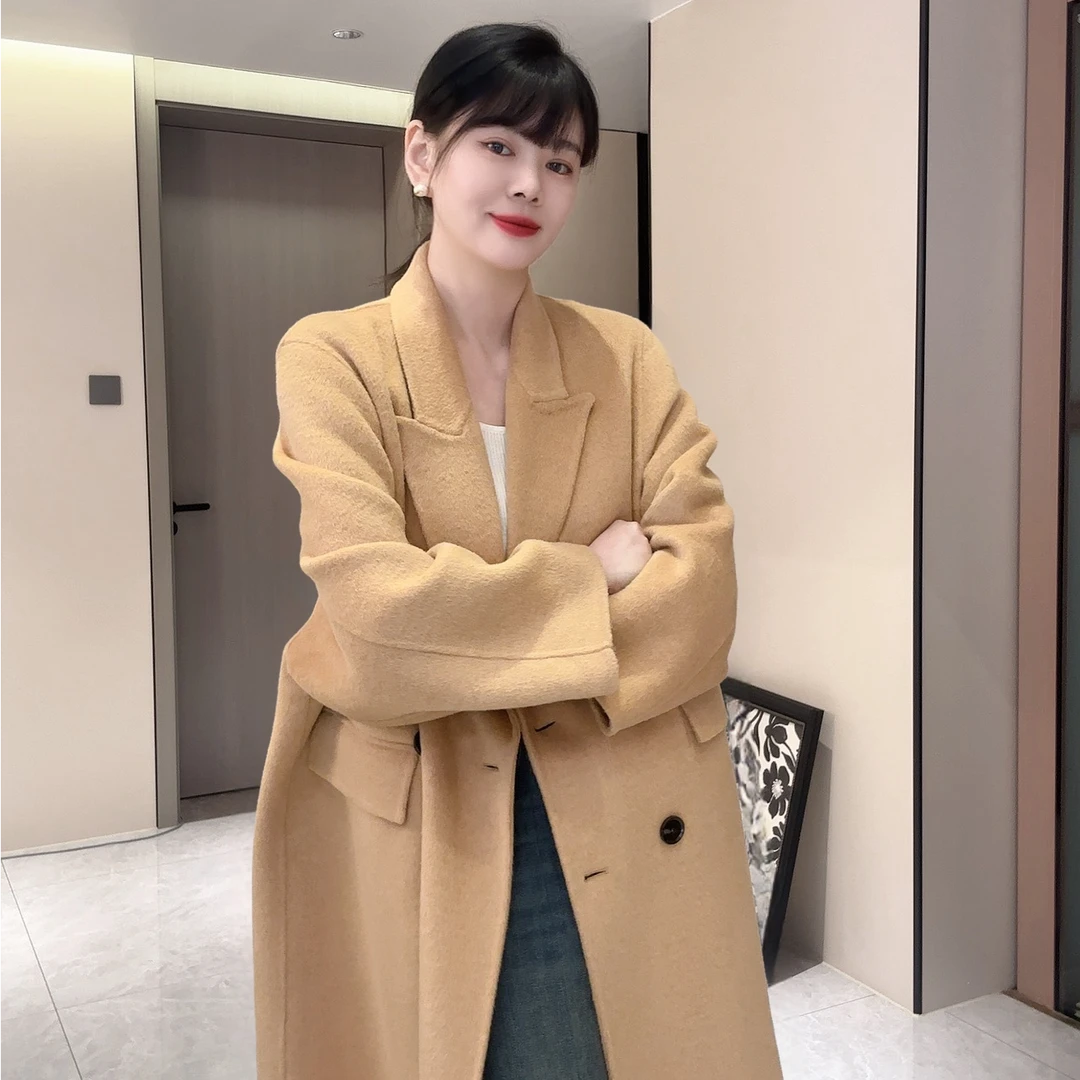 【糖果家】241025中长款秋冬网红韩版时尚百搭宽松气质羊毛大衣