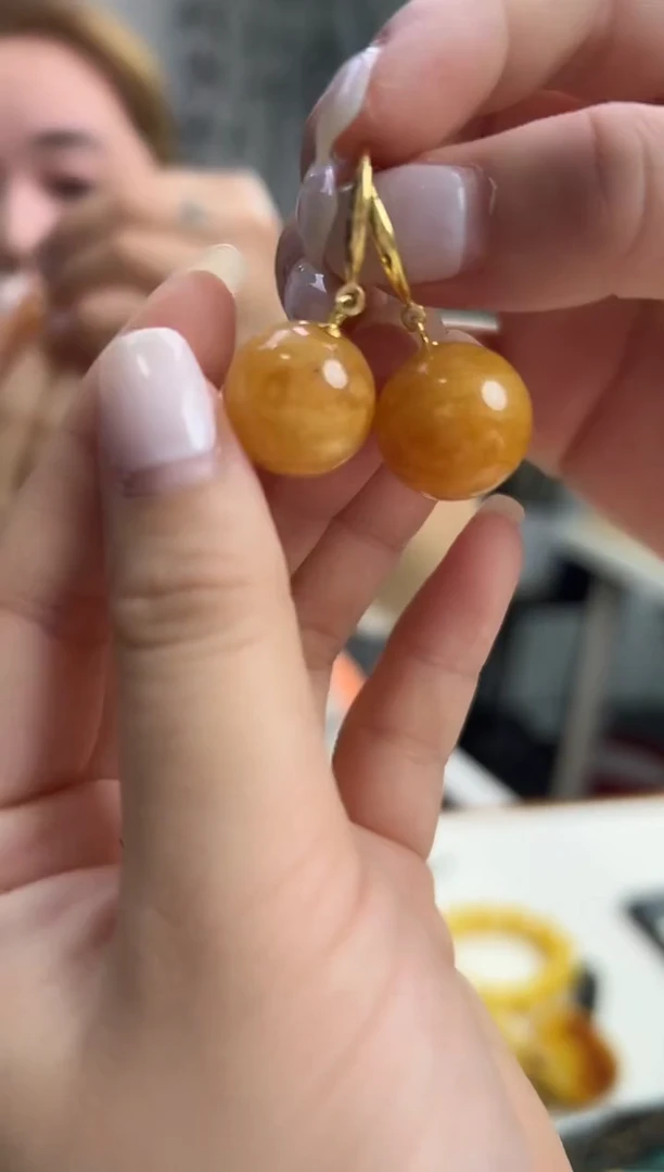 裸石琥珀未镶嵌琥珀蜜蜡耳坠