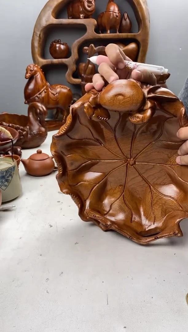 香樟木A33和谐果盆/尺寸28*27*8