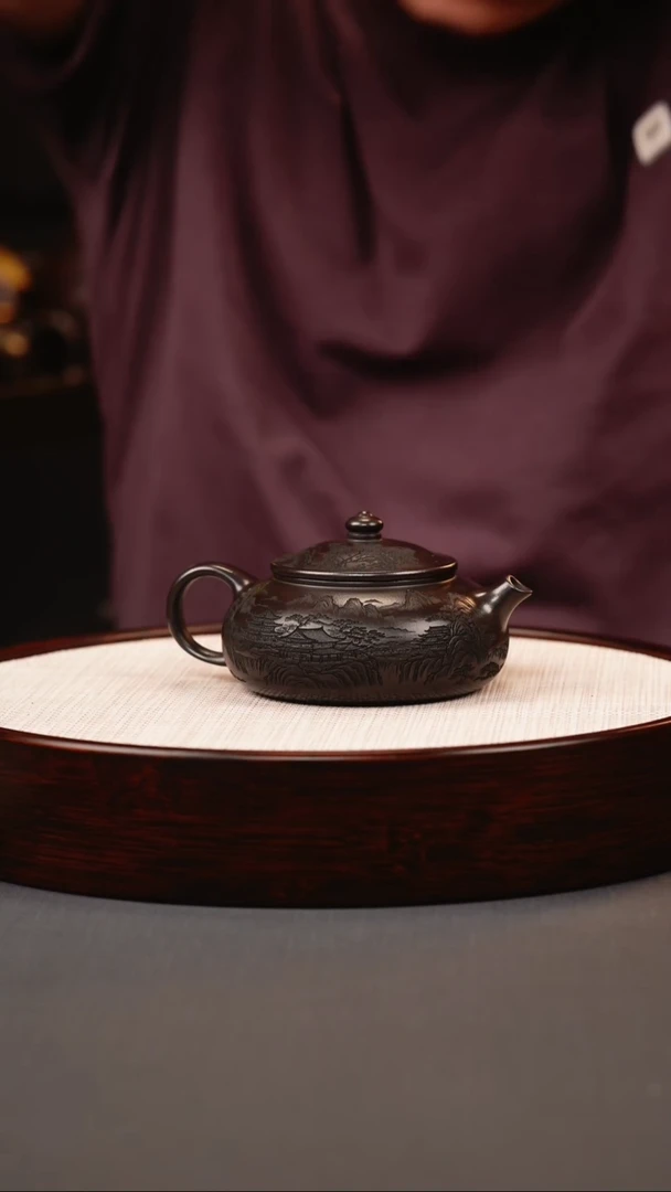 茶壶紫砂石黄山水寒江