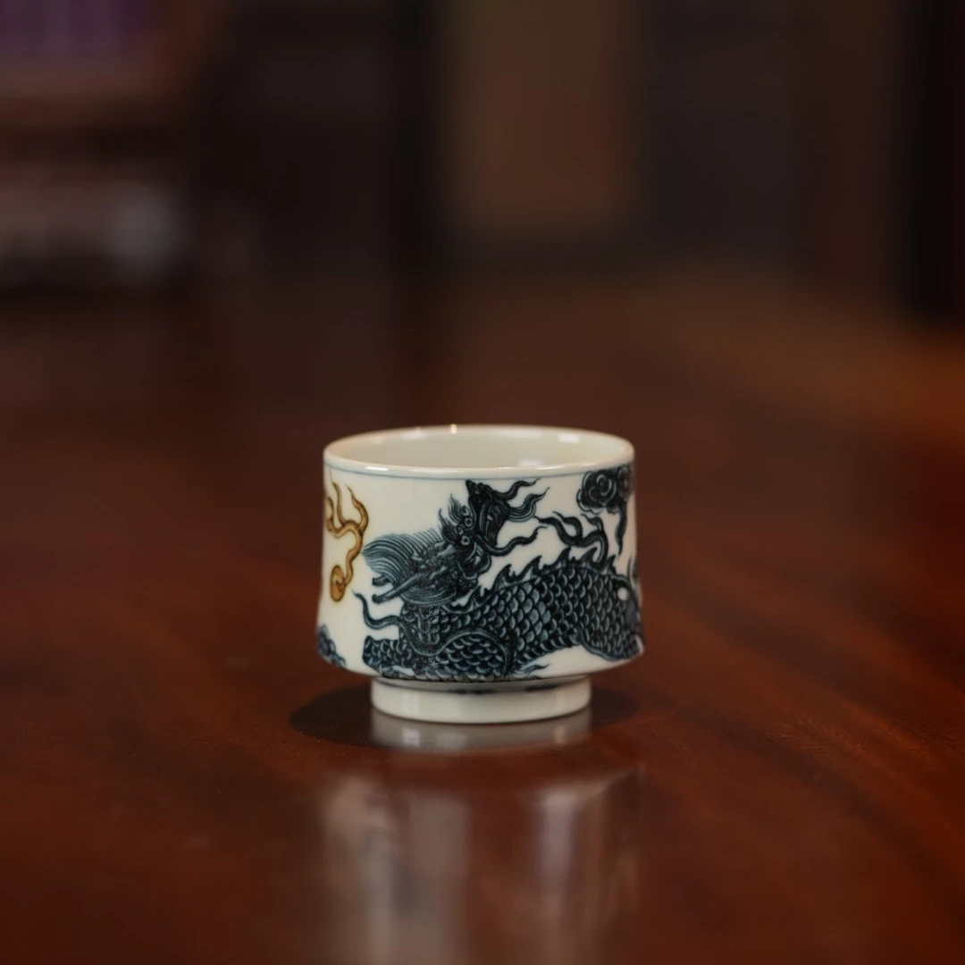 【立勤堂】青花釉里金双麒麟茶器 128