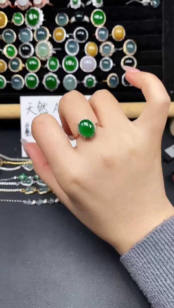 银S925镶嵌戒指翡翠111