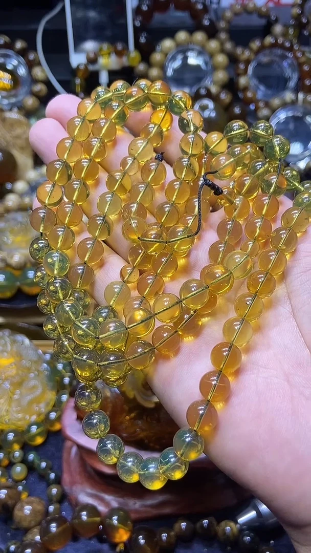 琥珀未镶嵌珠宝奇石项链9mm+