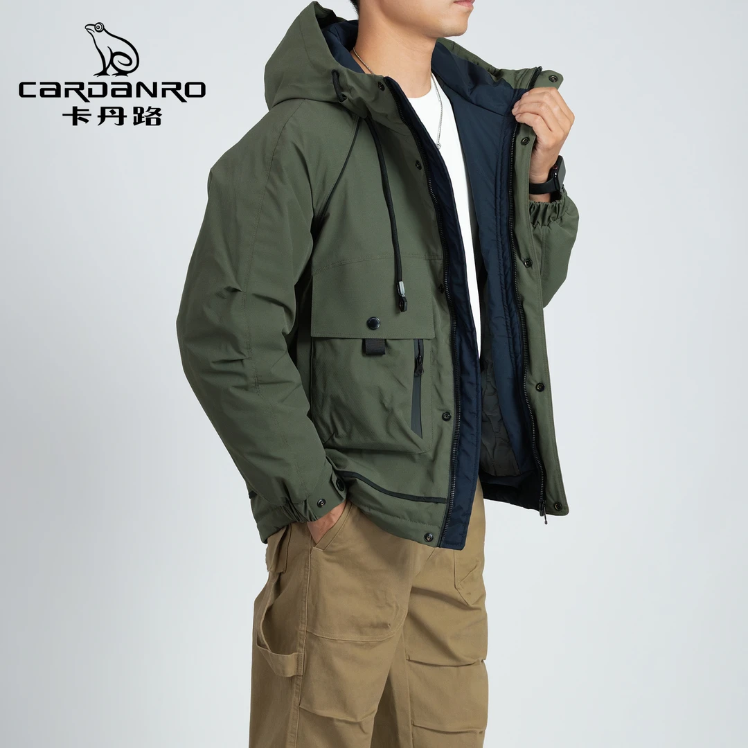 Cardanro/卡丹路山系防风棉服秋冬时尚男士连帽户外工装外套2532