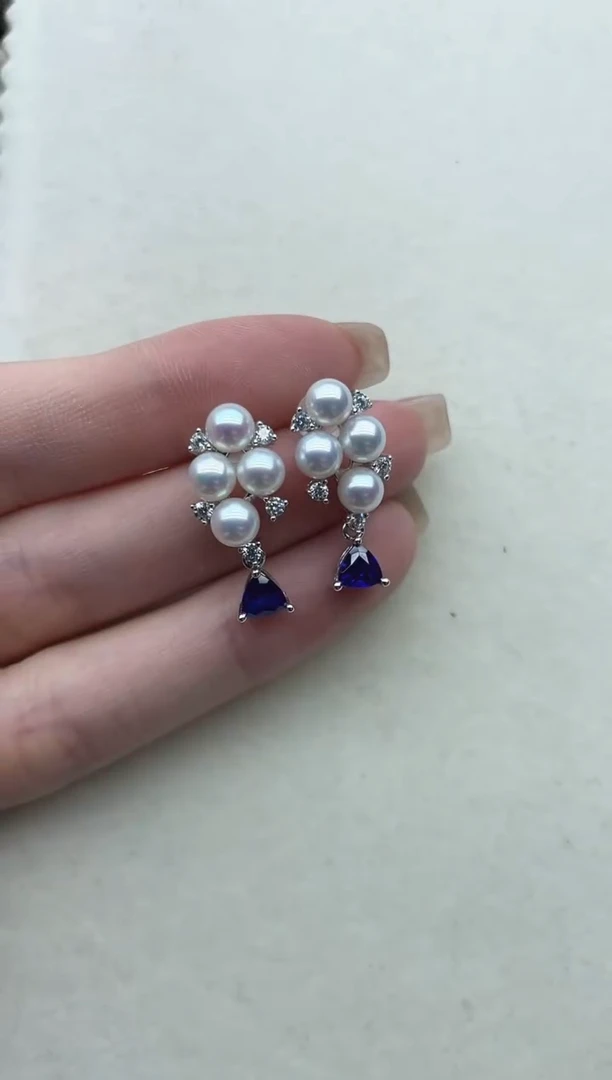 银S925镶嵌淡水珍珠耳饰26