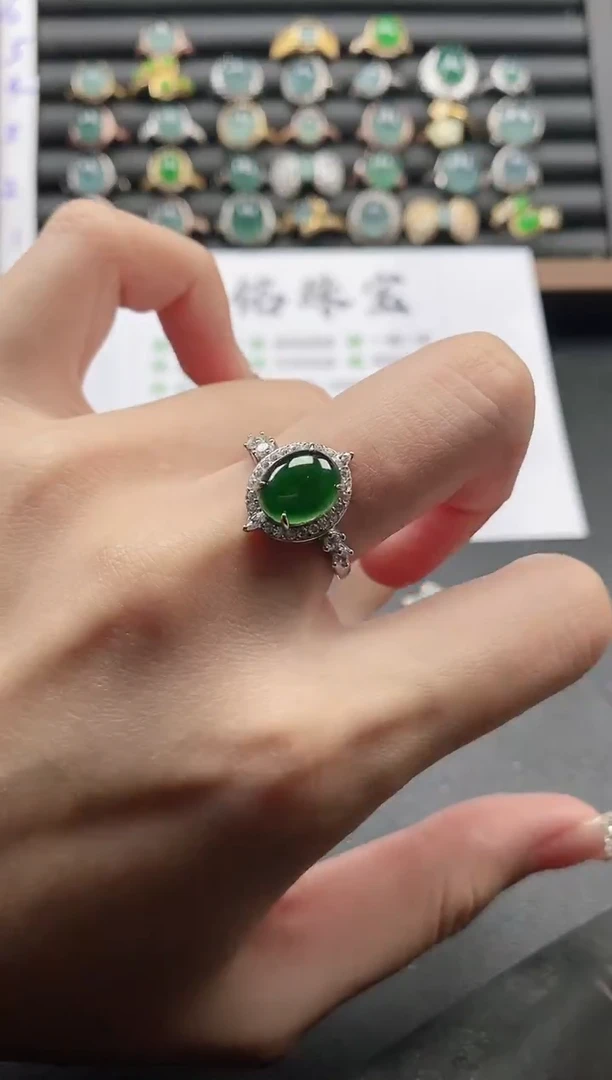 银S925镶嵌戒指翡翠51511