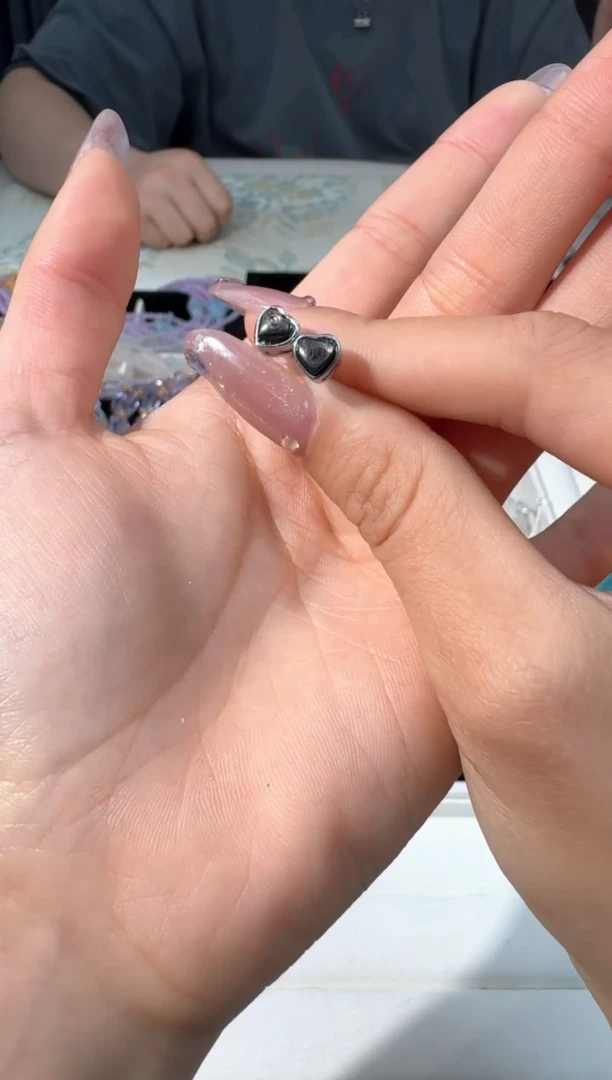 水晶手链银S925镶嵌07金运爱心耳钉