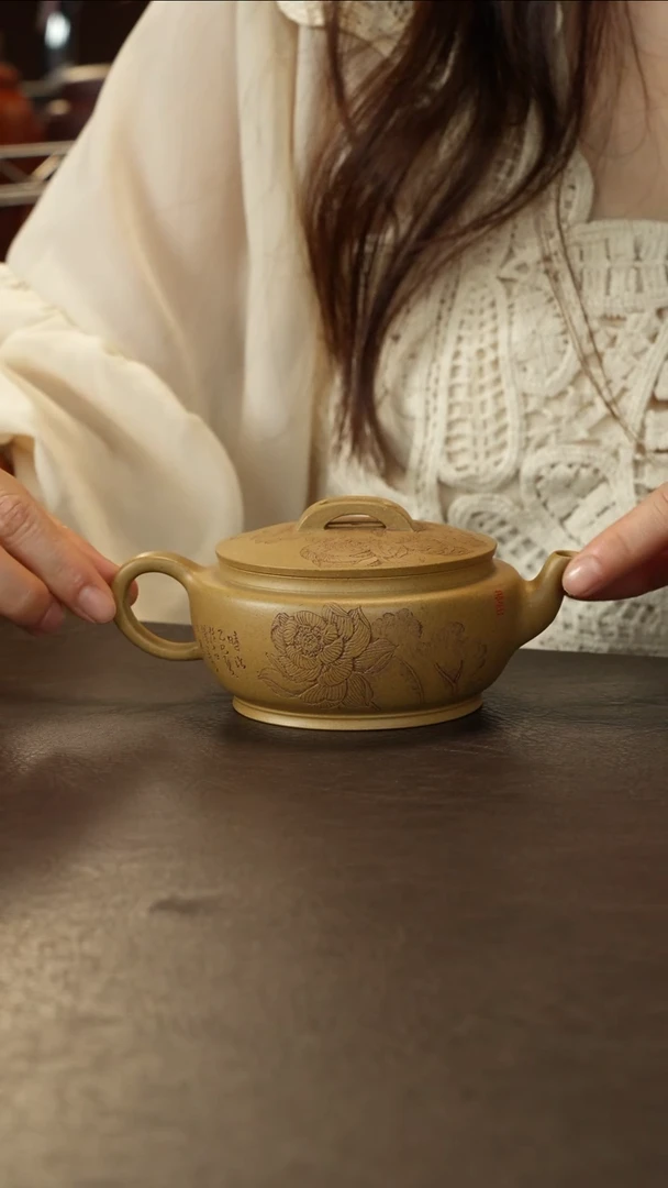 茶壶紫砂蒋文琴黄金段大蕴汉瓦刻荷200cc