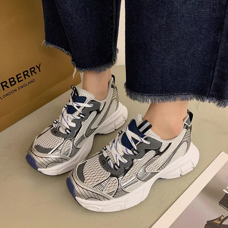 潮牌爆款老爹鞋女2024新款厚底松糕鞋透气运动网面休闲鞋1108