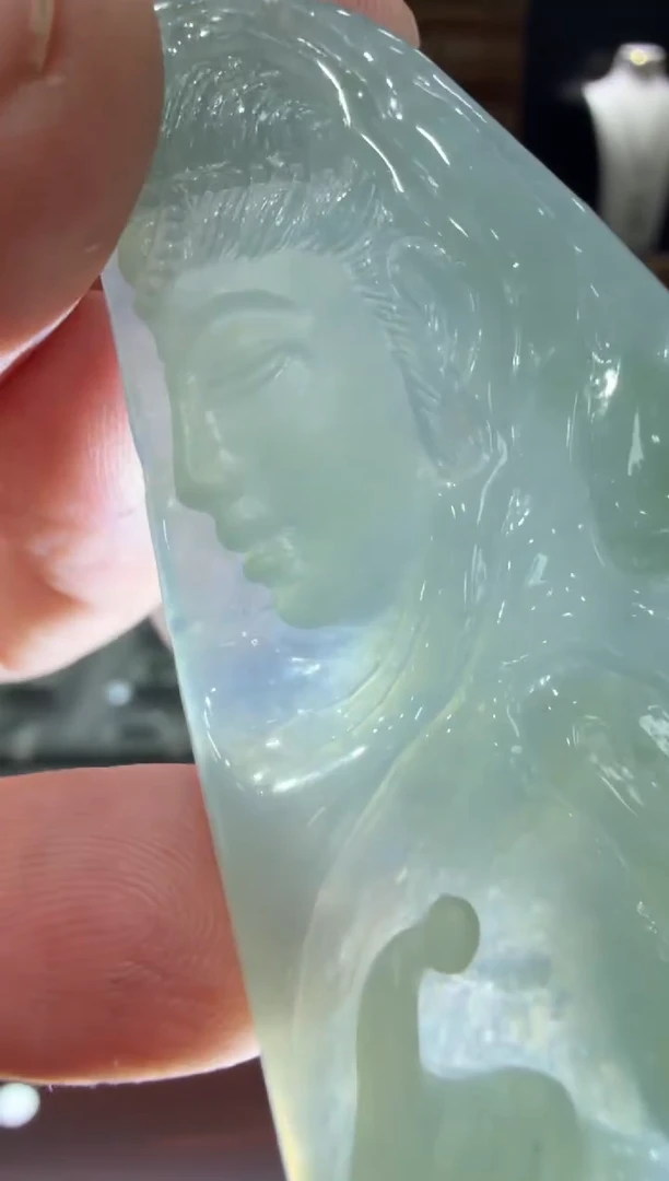 未镶嵌挂件翡翠A货翡翠孤品国雕谢林工