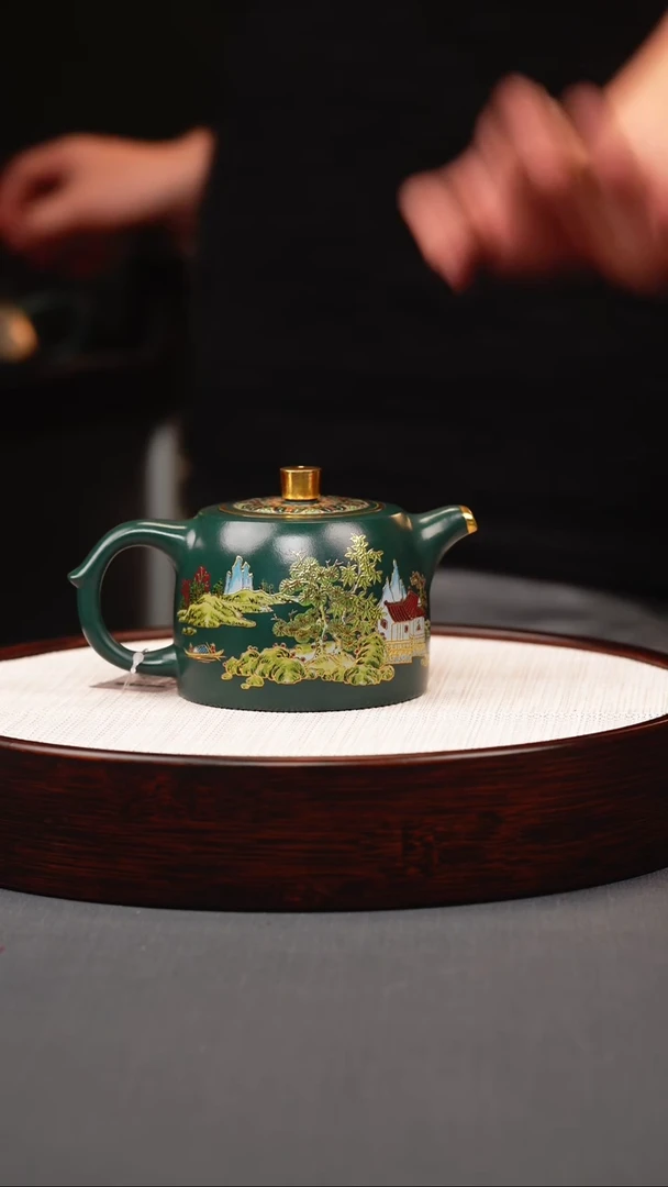 茶壶紫砂井栏珐琅彩九郡