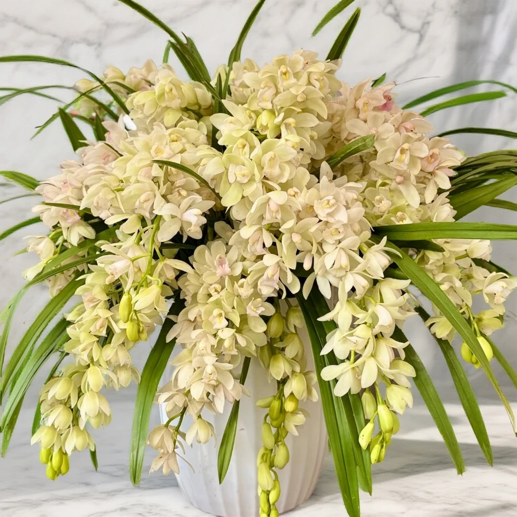 8花剑起《白玉香兰》高端品质兰花带花苞云南源头基地直发