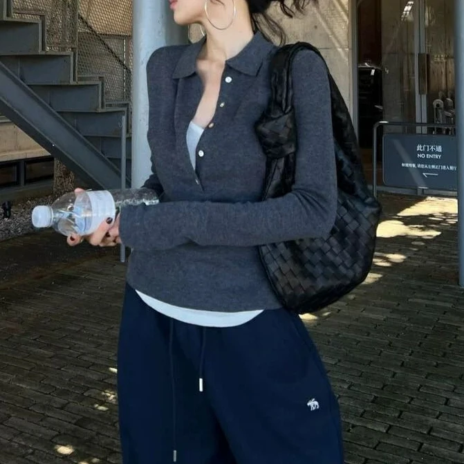 NICE圈圈、假两件POLO领叠穿高品质针织衫A2241